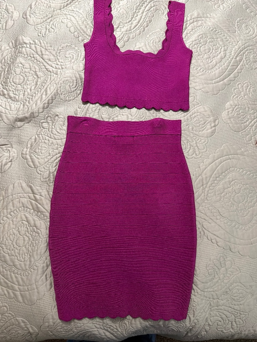 Guess by Marciano Fuchsia Bandage Two-Piece Skirt Set